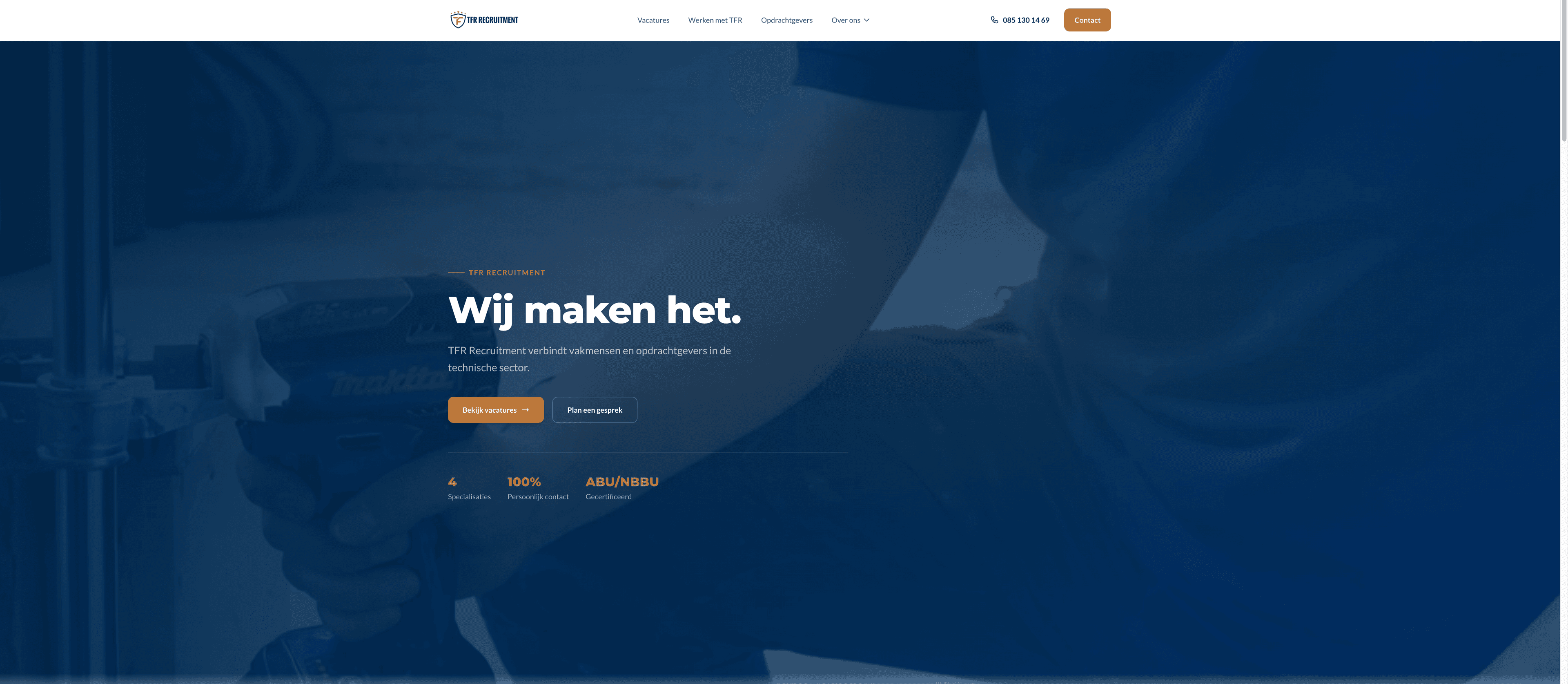 TFR Recruitment — projectoverzicht met interface en resultaten